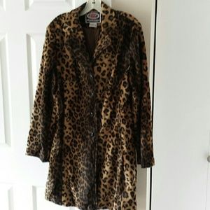 3/4 furry, not real fur, leopard coat