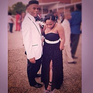 Black Prom Dress W/ Rose Petals Sequence