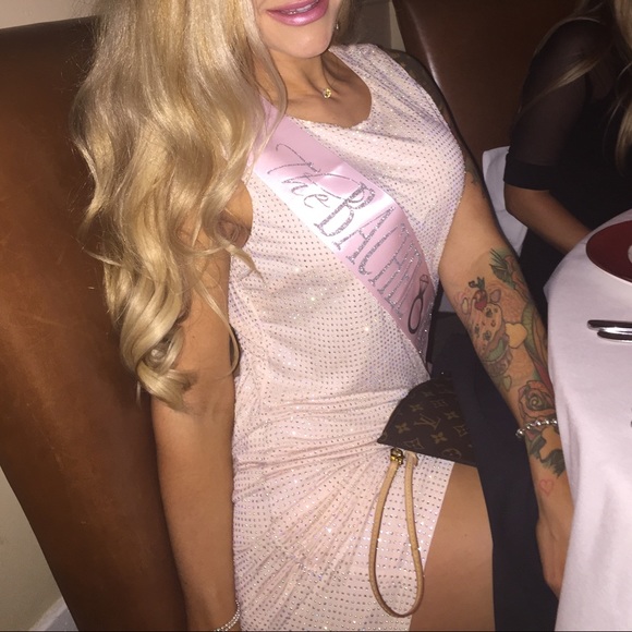 Sexy backless ivory blush mini dress sparkles