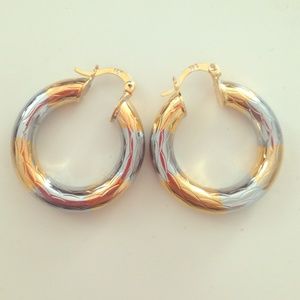 2 Tone snake skin earring w/18k gold/silver filled