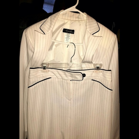 White with Black pinstripe Suit