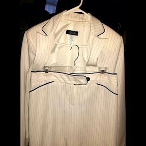 White with Black pinstripe Suit