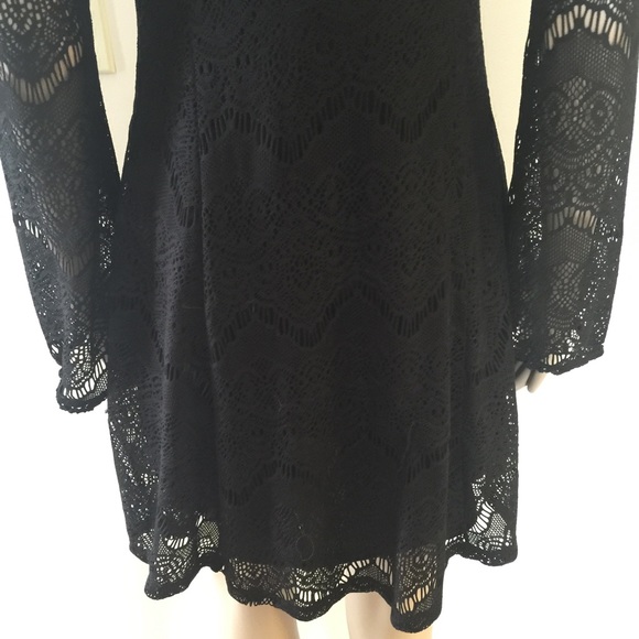 Elegant Black Lace Dress with Bell Sleeves
