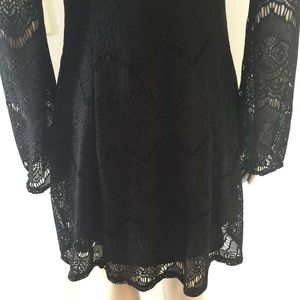 Elegant Black Lace Dress with Bell Sleeves