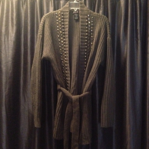 Army green studded sweater
