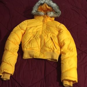 Bright yellow waist length jacket