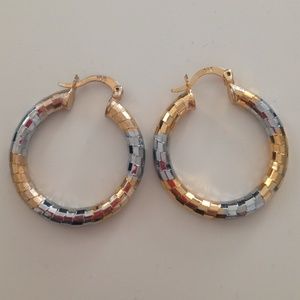 2tone bling earring 18k gold and silver filled