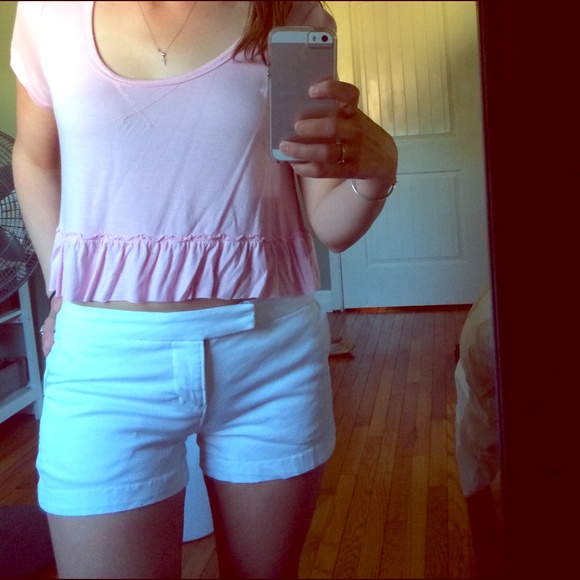 Baby pink ruffled crop top