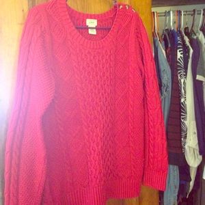 LL Bean Red Cable Knit Sweater