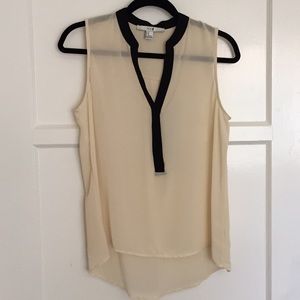 Light Cream Semi Sheer F21 V-Neck Blouse