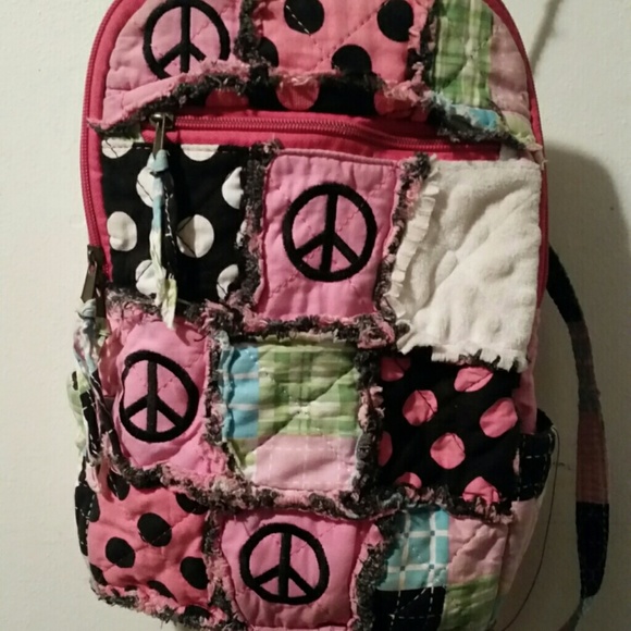 A patch work backpack