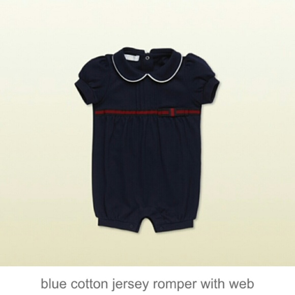 NWT Gucci Baby Girls navy blue shortall romper 0/3