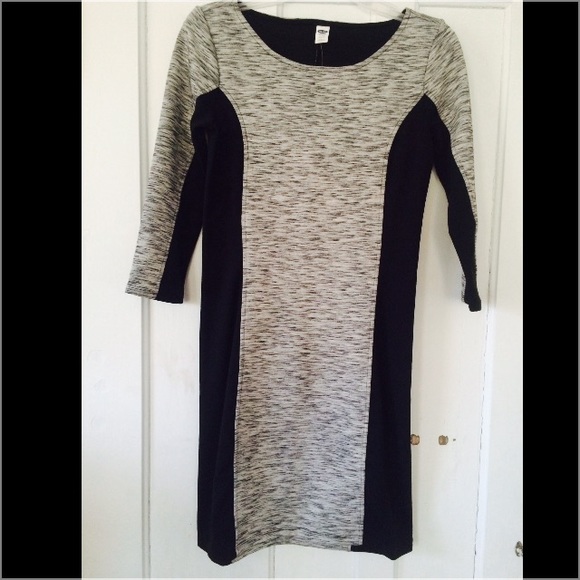 Tight gray and black "business" dress