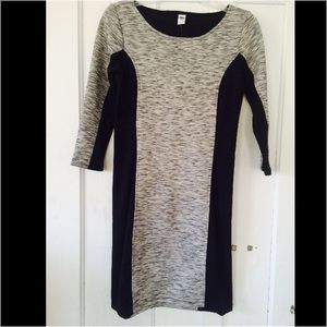 Tight gray and black "business" dress