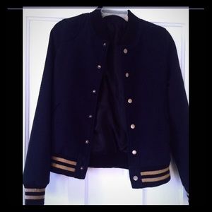 Navy blue varsity jacket
