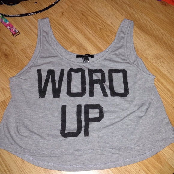 Forever 21 flowy "word up" crop top M - Picture 1 of 1