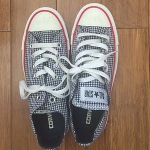 Navy and white checkered converse