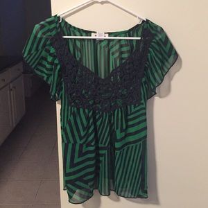 Green and black blouse