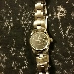 Stainless steel watch.