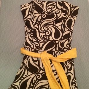 Anthropologie Brown & Cream Strapless Dress