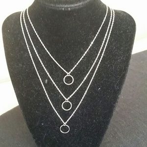 Silver layered circle necklace
