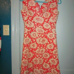 Vintage holiday cocktail dress Gold and Red c