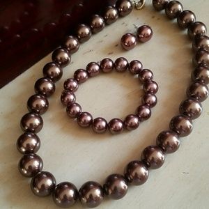 Chocolate brown pearl set of 3