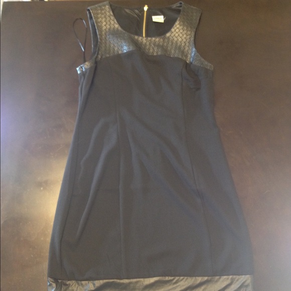 Black dress with leather detailing