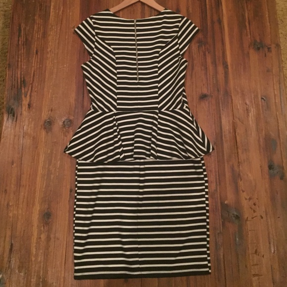 Black & white striped peplum dress medium. - Picture 2 of 2