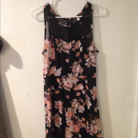 Knee length floral dress.