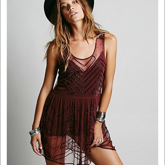 Free People Dresses & Skirts - Embellished mesh slip