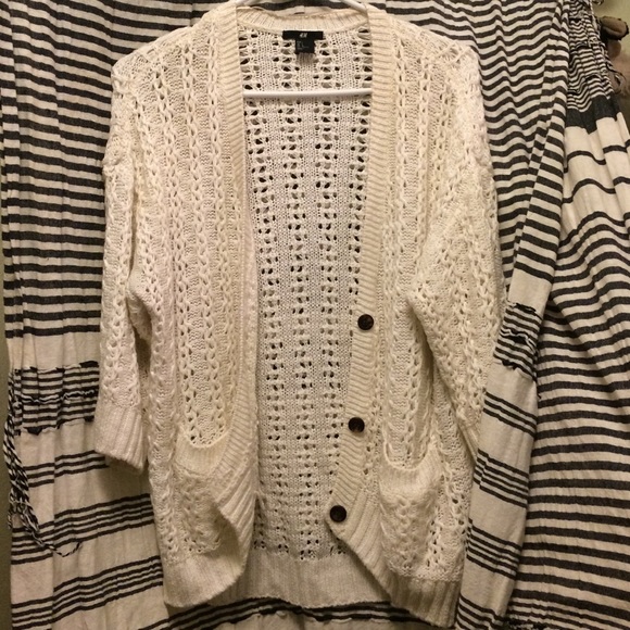 White Knit Cardigan (3 quarter sleeve) from H&M