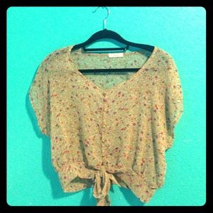 Sheer floral patterned shirt