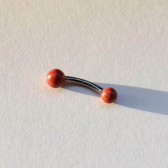 Genuine Semi-Precious Goldstone 14g Navel Ring