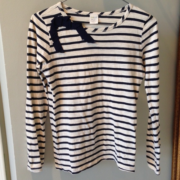 J. Crew - Navy and Ivory Striped Shirt