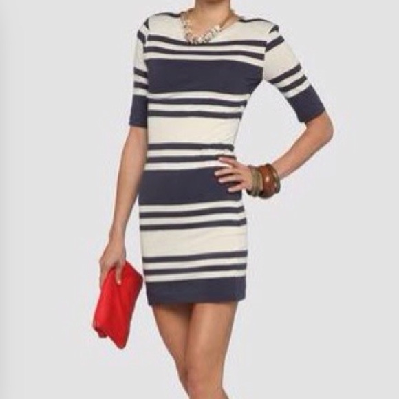 French Connection Dresses & Skirts - French Connection navy cream jag stripe dress