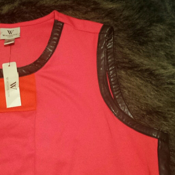 Worthington Faux Leather Trimmed ColorBlock Top XL - Picture 3 of 4