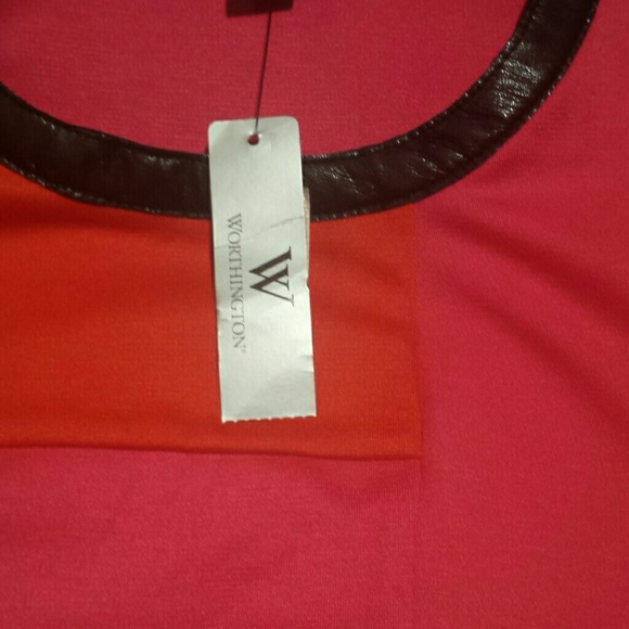Worthington Faux Leather Trimmed ColorBlock Top XL - Picture 4 of 4