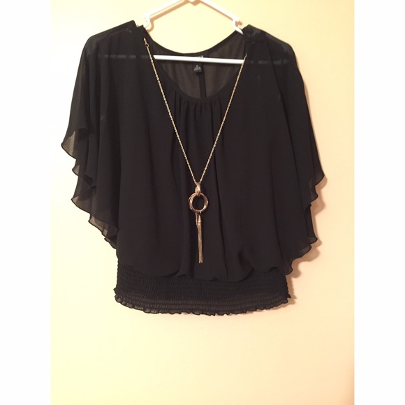 Black dressy top w/ necklace