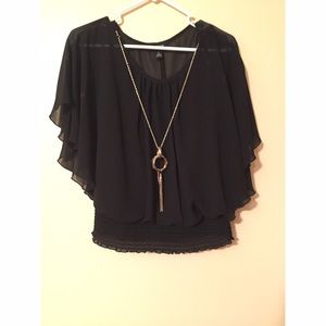 Black dressy top w/ necklace
