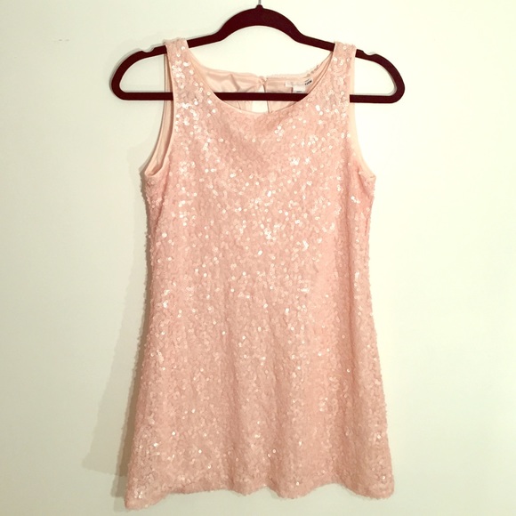 Blush pink sequin dress.