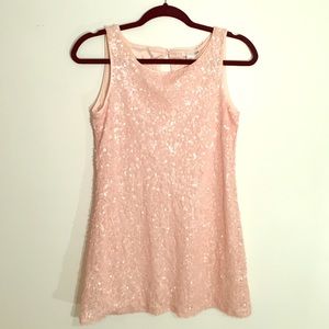 Blush pink sequin dress.