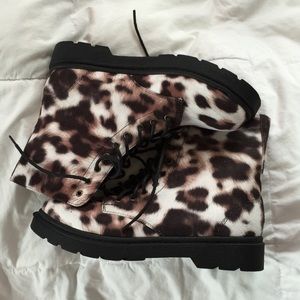 NWOT FOREVER 21 Animal Print Combat Boots