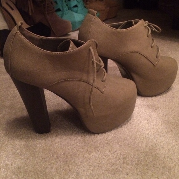Tan Lace-Up Booties