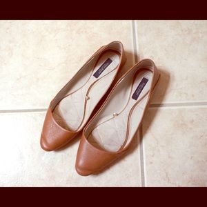 Zara Genuine Brown Cognac Leather Flats