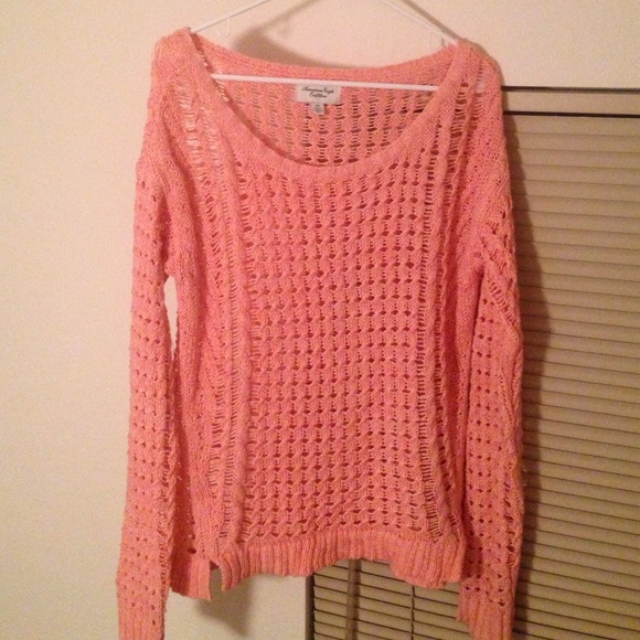 American eagle pink warm knit sweater