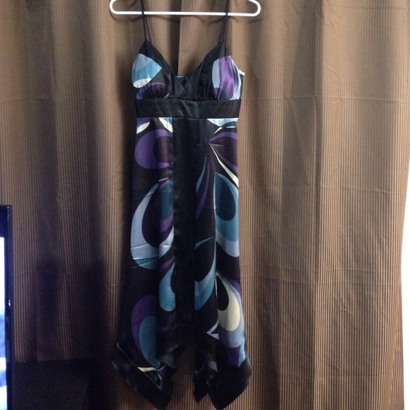 NWOT Black, purple, and teal dress