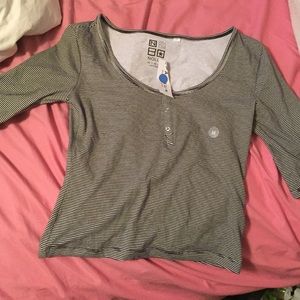 Striped button down top