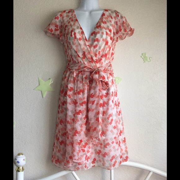 Orange/peachy/grey block dress