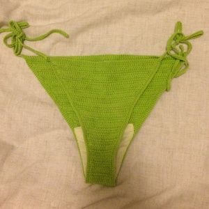 Bright green knitted sun tanning bottoms
